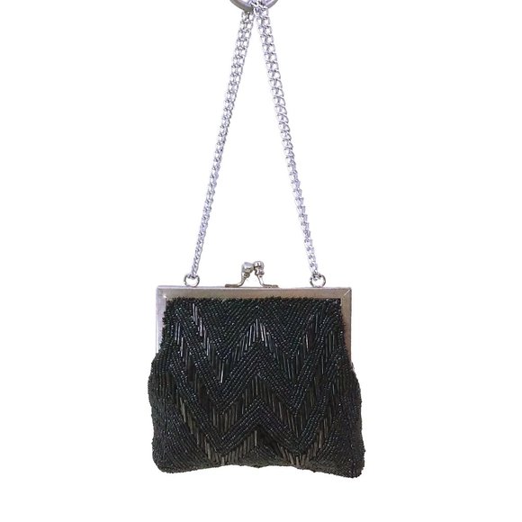 Vintage 50s-60s Walborg Hong Kong Beaded Evening Shoulderbag 5x6 Hinged KissLock - Picture 9 of 11